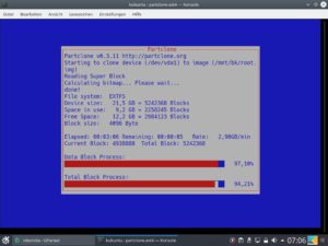 Abbildung 5: Das Sichern einer Kubuntu-Standard-Installation dauert nur wenige Minuten. Diese Zeit sollten Sie sich regelmäßig nehmen, um gegen Datenverluste in der Systempartition gewappnet zu sein.