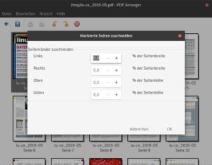 Abbildung 2: Bei Bedarf schneiden Sie das Dokument auf den eigentlichen Inhalt zurecht. Der PDF Arranger unterstützt das für einzelne Seiten oder gleich für das komplette Dokument.