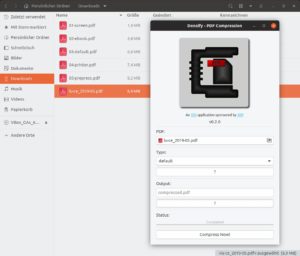 Abbildung 3: Densify stellt eine grafische Oberfläche für Ghostscript. Je nach ausgewählter Qualität schrumpft das bearbeitete PDF-Dokument auf einen Bruchteil seiner ursprünglichen Größe.