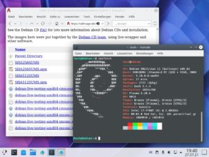Abbildung 1: Das von Debian 11 installierte KDE Plasma 5.20.5 ist sehr aktuell. Die Distribution ändert an der Standardkonfiguration des Desktops nur kleine Details.