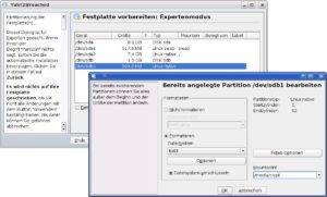Abbildung 1: Nach einem Doppelklick auf eine Partition in YaSTs Partitionierungstool können Sie deren Einstellungen bearbeiten.