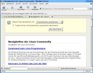 Abbildung 1: Klicken Sie auf das orangene Icon oben rechts in der Adressleiste Ihres Browsers, abonnieren Sie einen RSS-Feed.