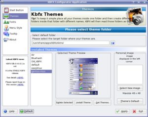 Abbildung 1: Kbfx stellt Ihnen einen Konfigurator zur Verfügung, mit dem Sie bequem neue Themes einspielen.