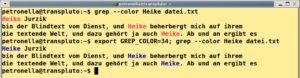 Abbildung 1: Bringen Sie Farbe ins Spiel und färben Sie die "grep"-Ausgabe ein.