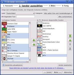 Abbildung 1: Während der Einrichtung holt der TV-Browser eine Liste aller verfügbaren Sender aus dem Netz.