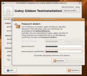 Abbildung 1: Vertipper ausgeschlossen – der Gnome-Dialog achtet darauf, dass Sie das neue Kennwort richtig eingeben.