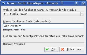 Abbildung 1: MTP-Player müssen Sie in Amarok manuell einrichten.