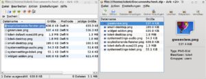 Abbildung 1: Beim alten Ark (links) erkennt man am Symbol nicht unbedingt, welche Funktion gemeint ist. Die KDE-4-Version lässt sich dank zusätzlicher Beschriftung und eindeutigerer Symbole einfacher bedienen.