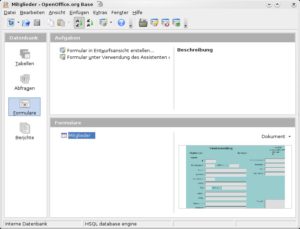Abbildung 1: Die Base-Anwendung "Mitglieder" mit dem gleichnamigen Eingabeformular.