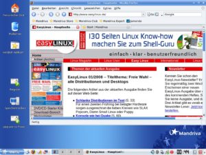 Abbildung 1: Mandrivas KDE-Obefläche mit einem Firefox-Fenster direkt nach der Installation.