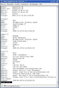 Abbildung 1: Wer die Domain "tagesschau.de" besitzt, verrät das Kommando "whois".