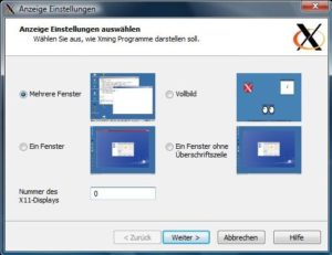 Abbildung 1: Mit XLaunch stellt Xming einen grafischen Assistenten zum Starten von Linux-Anwendungen bereit.