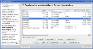 Abbildung 1: Innerhalb der erweiterten Partition (/dev/sda3) befinden sich die logischen Partitionen <code srcset=