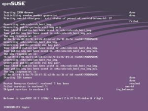 Abbildung 1: Auch im Textmodus bittet Linux Sie um die Eingabe von Benutzername und Passwort.