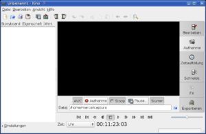 Abbildung 1: Das noch leere Kino-Fenster mit den sechs Modulen auf der rechten Seite.