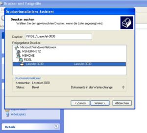Abbildung 1: Windows spürt schnell Drucker im Netzwerk auf, die über das Samba-Protokoll angeboten werden.