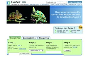 Abbildung 1: Online-Konvertierer wie Zamzar.com wandeln Dokumente kostenlos in andere Formate um.