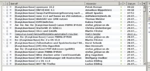Abbildung 1: In Thunderbird lassen sich die eingegangenen E-Mails auch thematisch sortieren.