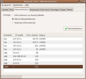 Abbildung 1: Netstat zeigt die momentan offenen TCP- und UDP-Ports an.