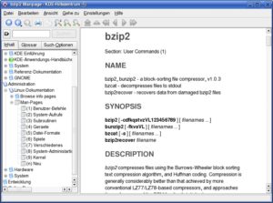 Abbildung 1: Wer nicht gerne auf der Shell arbeitet, liest Manpages einfach mit dem KDE-Hilfezentrum.