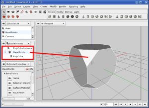 Abbildung 1: K-3D speichert alle an einem Objekt vorgenommenen Veränderungen in einer so genannten Pipeline. Die Einstellungen für alle Arbeitsschritte lassen sich jederzeit nachträglich anpassen.