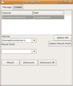 Abbildung 1: Die inoffizielle Truecrypt-GUI gibt sich noch reichlich spartanisch und ist somit noch kein vollwertiger Ersatz für die Kommandozeile.