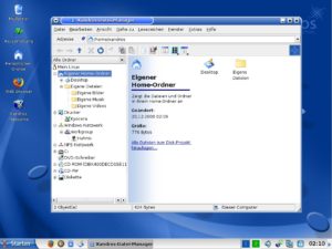 Abbildung 1: Der Xandros-Desktop präsentiert sich übersichtlich und aufgeräumt – hier finden sich Einsteiger schnell zurecht.