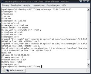 Abbildung 1: Der NXT-Manager in Aktion. Die Fehlermeldung beim     <code srcset=