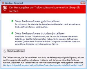 Abbildung 1: Daran wird man sich unter Windows Vista gewöhnen müssen? Unsignierte Treiber bindet das neue Microsoft-System nur unter starkem Protest ein.