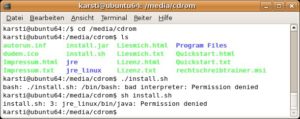Abbildung 1: Ohne weiteres Zutun funktioniert der Installer unter Ubuntu nicht.