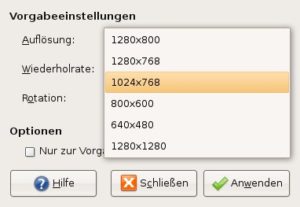 Abbildung 1: Bei Dells Inspiron 6400n lässt sich die korrekte Auflösung von 1280x800 nur mit dem Intel-Treiber auswählen.