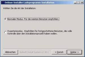 Abbildung 1: Der Debian-Installer ermöglicht bereits beim Windows-basierten Setup das Einstellen von Sprache und Installationsmodus.