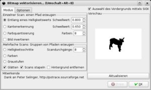 Abbildung 1: Das Vektorzeichenprogramm Inkscape bringt Siox schon mit. Das Plugin ist Teil der Funktion     <code srcset=