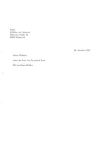 Abbildung 1: Einen einfachen Brief stellen Sie mit wenigen Zeilen LaTeX-Code zusammen.