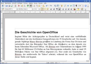 Abbildung 1: Umfangreiche Funktionen, aber dennoch einfache Bedienung bietet Writer, die Textverarbeitung von OpenOffice.
