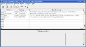 Abbildung 1: Als Basis Ihrer Zeiterfassung erstellen Sie in Base eine einfache Tabelle.