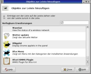 Abbildung 1: Einfaches Anklicken genügt, um XFCE für Gnome-Applets vorzubereiten.
