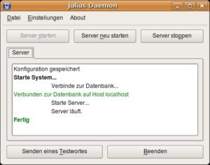 Abbildung 1: Nach dem Start meldet sich der Juliusd mit seinem Status.