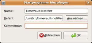 Abbildung 1: Mit einigen wenigen Einstellungen sorgen Sie dafür, dass der Timevault Notifier vom Start der Sitzung an mitläuft.