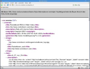 Abbildung 1: Eine XML-Datei im Browser betrachtet: Sie besteht ähnlich wie HTML-Dateien aus hierarchisch angeordneten Tags.