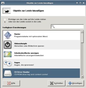 Abbildung 10: Über diesen Dialog fügen Sie der Xfce-Taskleiste ein Plug-in hinzu.