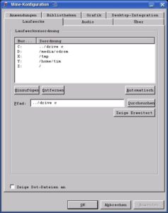 Abbildung 10: Über diesen Reiter ordnen Sie Linux-Verzeichnissen Laufwerksbuchstaben zu.