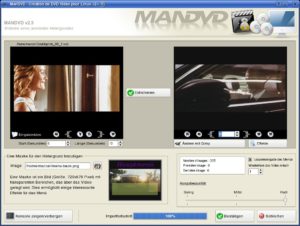 Abbildung 10: Der Menüeditor von ManDVD: Im linken Fenster wählen Sie einen Ausschnitt, den Sie dann im rechten Fenster bearbeiten.