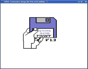 Abbildung 10: Die berühmte Hand, die nach dem Einschalten des Commodore Amigas erschien und zum Einlegen einer bootfähigen Diskette aufforderte.