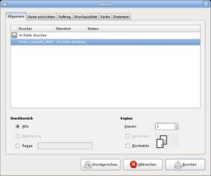 Abbildung 10: Der neue Gtk+-Druckdialog fand jetzt auch Einzug in die Groupware-Lösung Evolution.