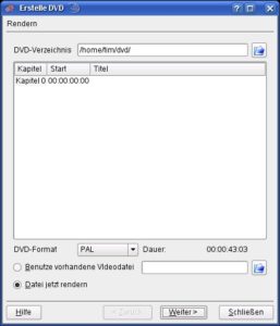 Abbildung 10: Das Fenster für die Erstellung einer DVD.