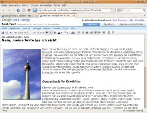 Abbildung 10: Optimierungsbedarf: Nach dem Import der Testdatei sitzen bei Google Docs nicht alle Elemente an der richtigen Position.