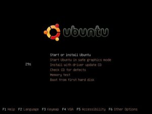 Abbildung 1: Der Bootbildschirm von Ubuntu 7.04 bietet verschiedene Möglichkeiten zur Installation an.