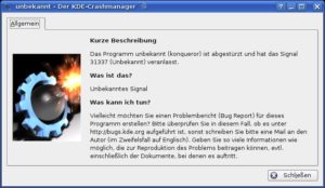 Abbildung 11: Original oder Fälschung? Mit direktem Aufruf des Programms "drkonqi" simulieren Sie KDE-Absturzmeldungen.