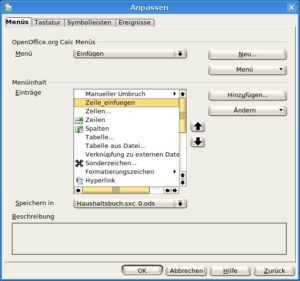 Abbildung 12: So erreichen Sie Ihr Makro schneller: Bauen Sie es einfach in eins der Calc-Menüs (im Bild) oder in eine Symbolleiste ein.